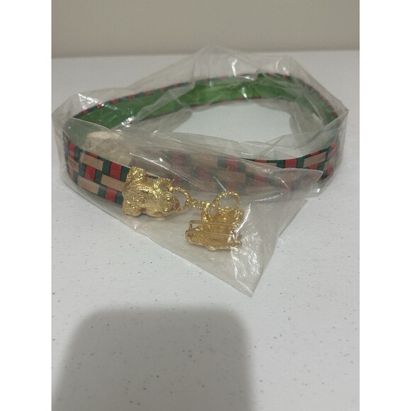 Vintage Papagallo Ribbon Belt Gold Frog Buckles New Never Worn Size Medium - Picture 1 of 7